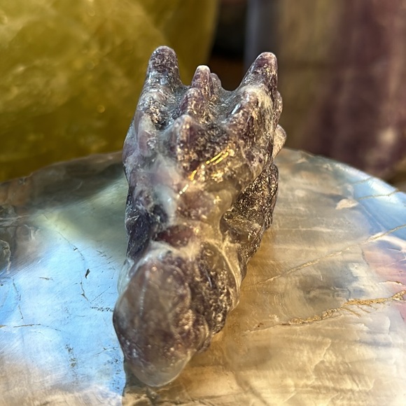 Lepidolite Crystal Dragon Head Carving! - Picture 8 of 9